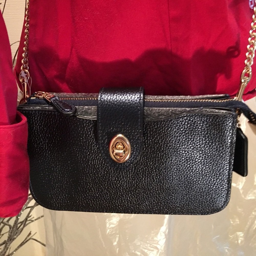 NWT Coach metallic turnlock crossbody